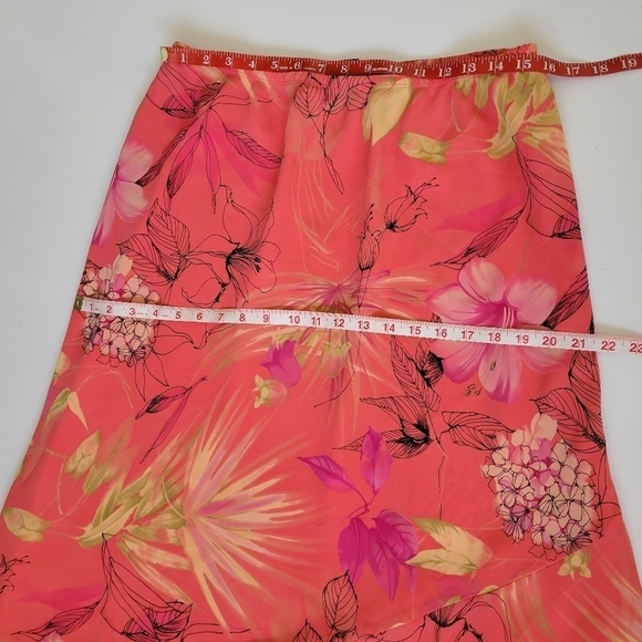 Meghan Matthews Coral Pink Floral Maxi Skirt Womens 16 Flowy Boho Hippie Vtg - Picture 4 of 11